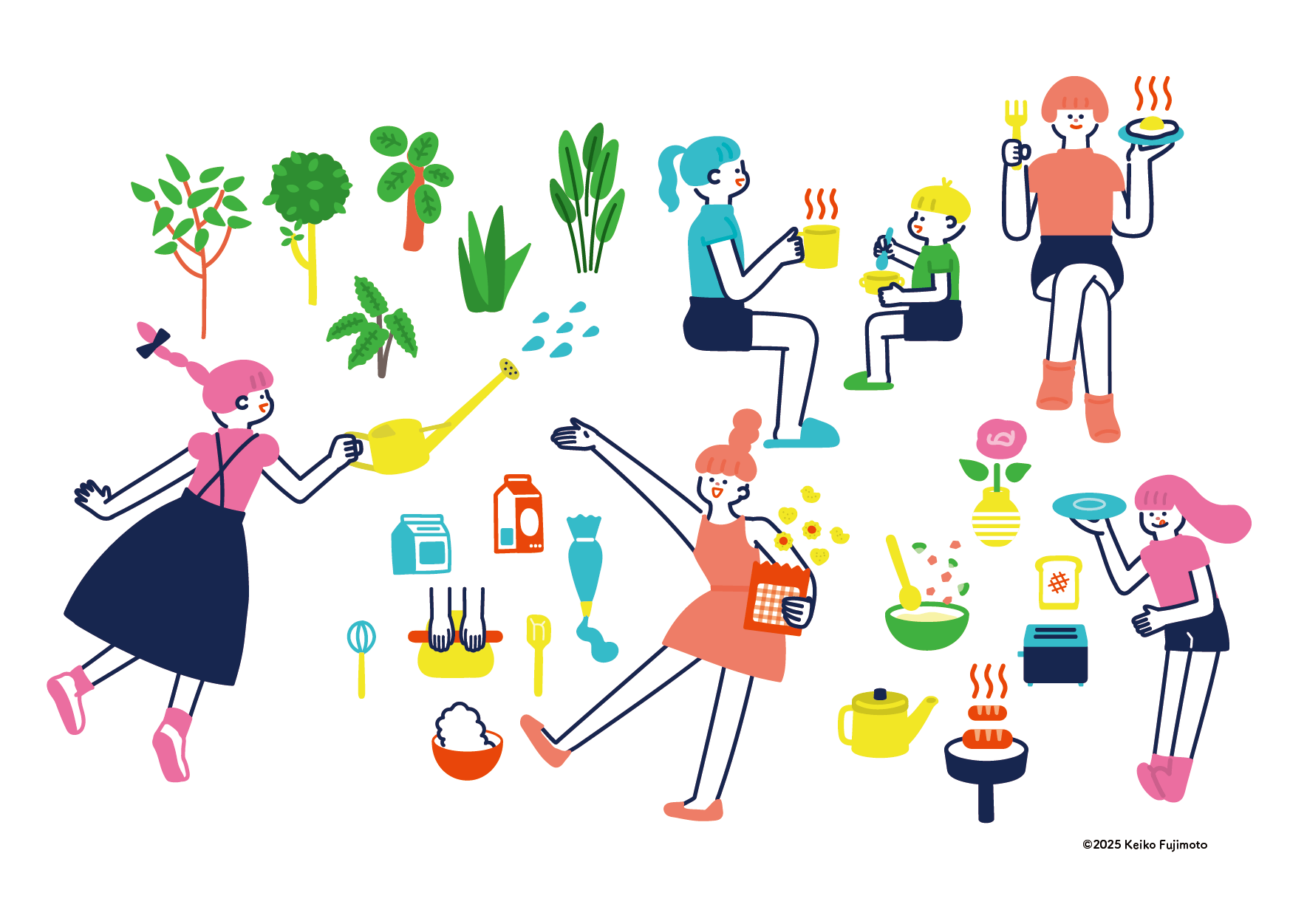 日々の生活イメージのかわいい系イラスト